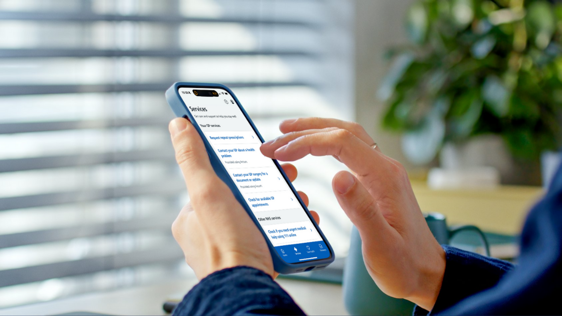 Someone using the NHS mobile app